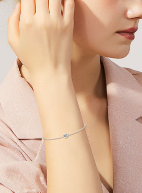 尚美伯爵s925纯银小气泡飞碟手链网红时尚精致莫桑石手链送女朋友