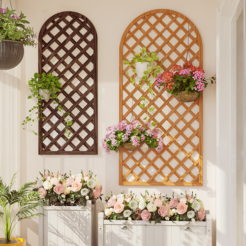 墙上壁挂式网格花架防腐木室内