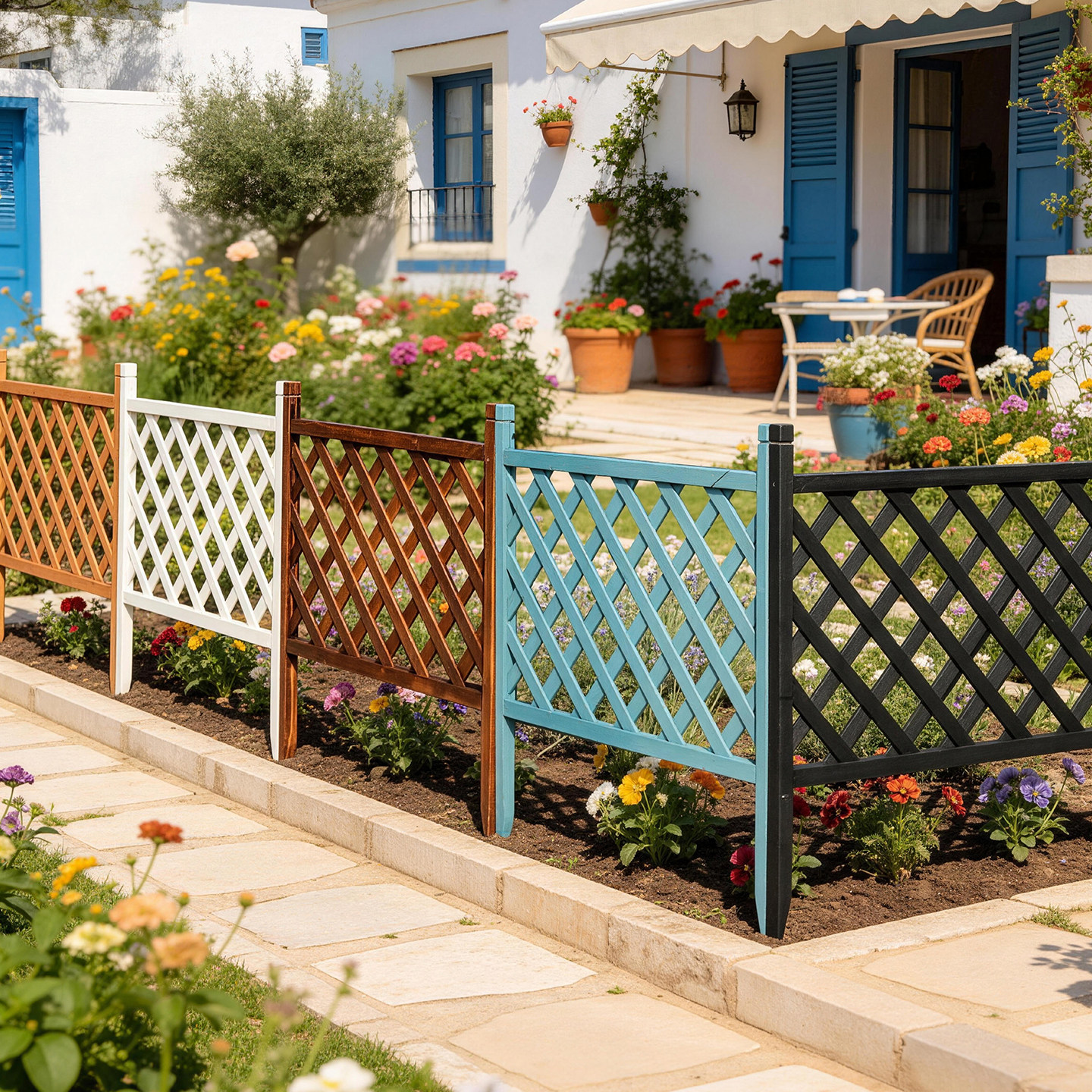 户外花园防腐木篱笆栅栏围栏隔断网格爬藤架装饰庭院菜园栏杆护栏