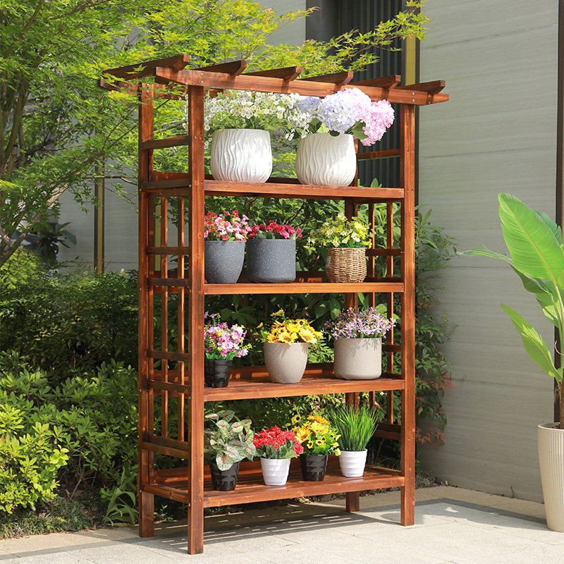 户外庭院防腐木多层花架露台置物架室外阳台多肉植物摆放架落地式,住宅家具,花架/花几,淘宝优惠券,粉丝福利购,淘宝优惠卷