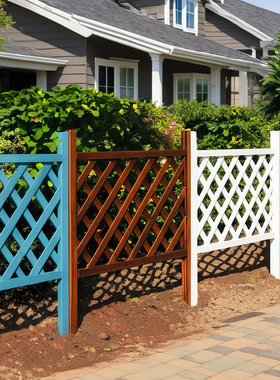 户外花园防腐木篱笆栅栏围栏隔断网格爬藤架装饰庭院菜园栏杆护栏