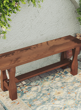全实木长条凳长方形靠墙防腐木板凳茶桌木头长凳子室外松木质坐凳