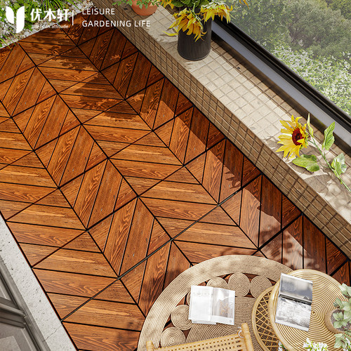 防腐实木地板拼接改造自铺鱼骨