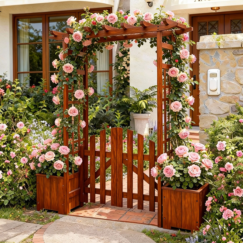 拱形花架花园拱门爬藤架防腐木