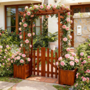 防腐木拱形花架爬藤架户外庭院花园拱门带门月季 支架室外栅栏围栏
