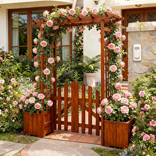 拱形花架花园拱门爬藤架防腐木