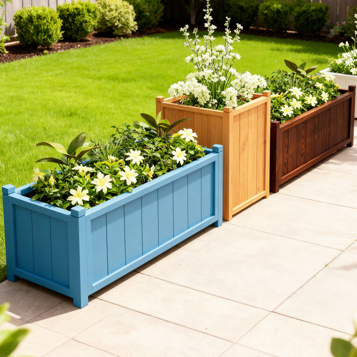 防腐木长方形种植花箱花槽花盆