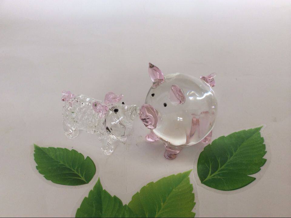 水晶玻璃猪对猪摆件装饰宋城特色结婚纪念工艺品创意情侣生日礼物