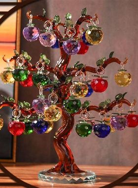 水晶苹果树平安夜圣诞节礼物客厅招财摇钱结婚新家居小装饰品摆件