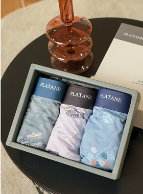 三条礼盒装梧桐本色锦纶纤维男士透气抗菌平角四角内裤WR24109-3