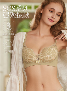 梧桐本色小胸聚拢内衣无钢圈中厚调整型侧收副乳文胸纾己WN84233