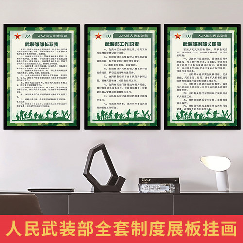 人民武装部民兵干部制度基层部门工作岗位职责展板挂画条例牌海报