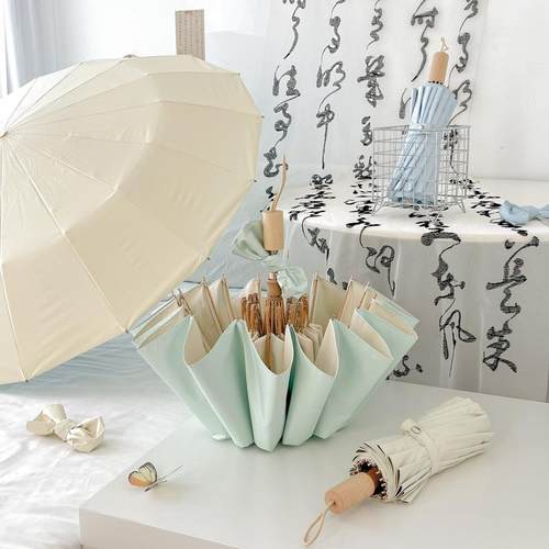 骨雨伞加大加厚加固太阳伞女防晒防紫外双人抗风结实折叠遮阳伞