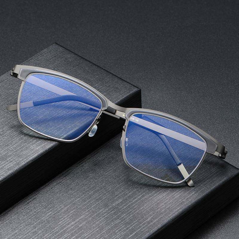 无螺丝设计师款纯钛眼镜框复古方形全框大脸显瘦眉毛架眼镜架