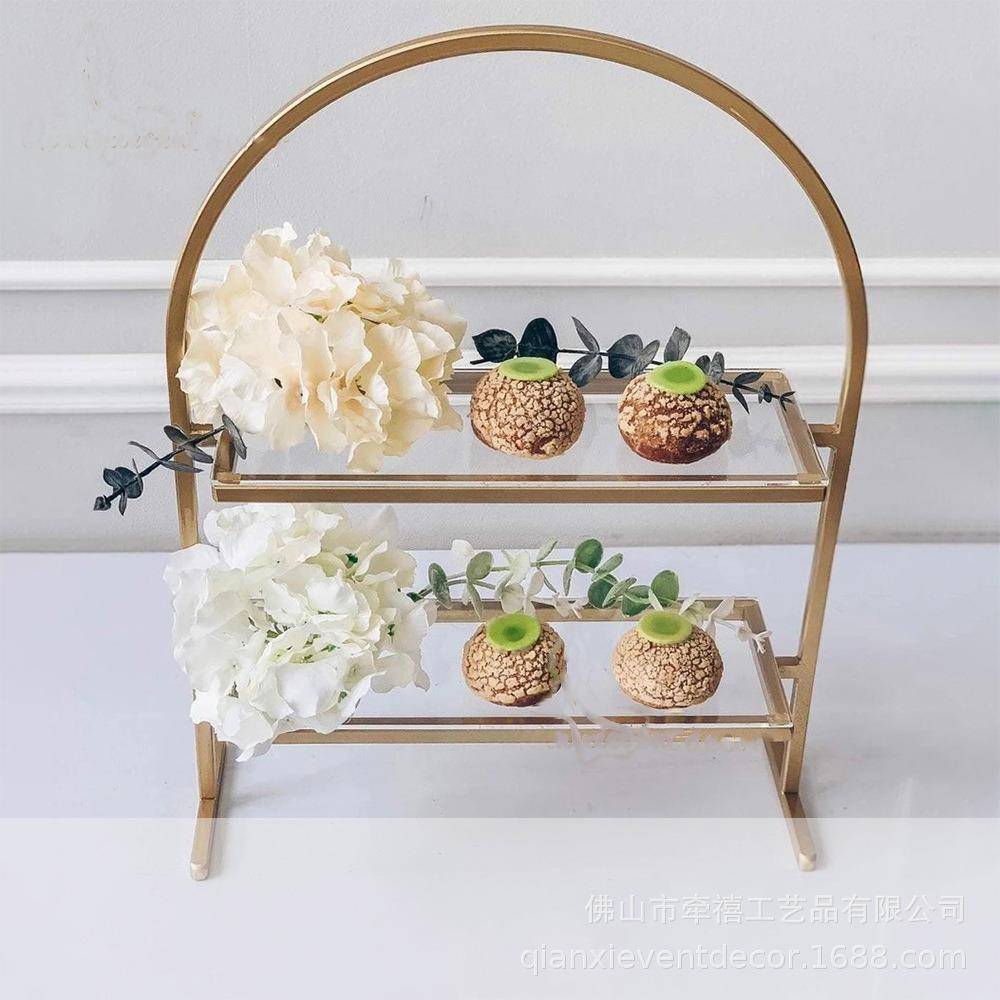 工厂现货欧式婚庆双层层水果盘干果盘下午茶点心托盘甜品台展示架