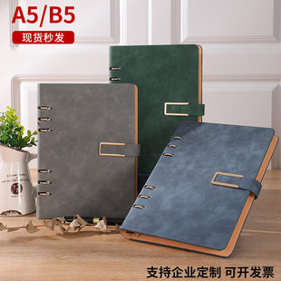 个性超厚加厚a5活页本b5镂空搭扣活页本子商务简约会议活页笔记本