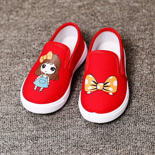 春秋新款男女儿童帆布鞋卡通透气软底宝宝幼儿园单小孩休闲布鞋潮
