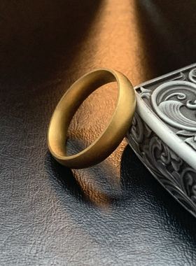 金色素戒-古法尾戒钛钢戒指古着