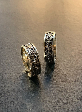 “鸢尾花”痞帅食指开口戒指男潮