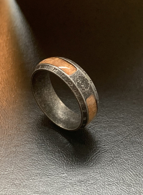 生命之树-古法橙色钛钢维京戒指