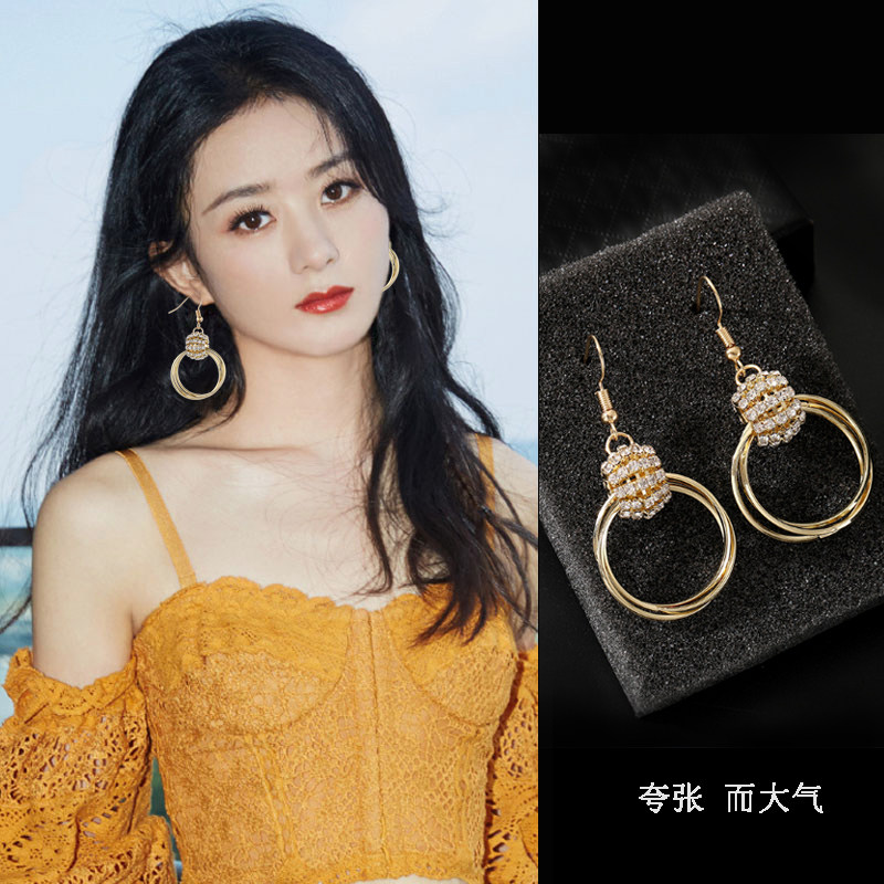 螺旋圆圈夸张耳环韩国女欧美纯银