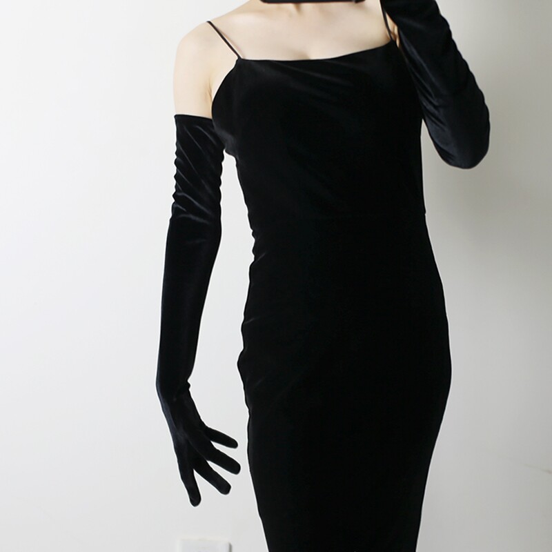 2025新款丝绒新娘结婚礼服酒会演出拍照约会聚会cos酒吧手套
