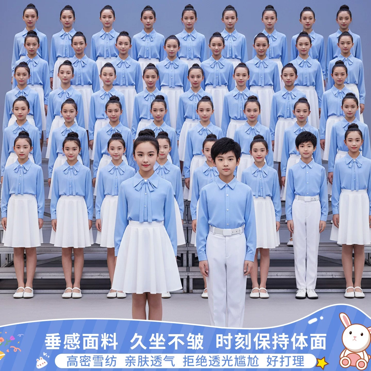 儿童中小学生合唱爱国朗诵比赛演出服女童演讲服装主持人毕业礼服