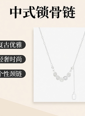 925纯银碎碎冰五帝钱币项链女轻奢小众高级新中式锁骨链生日礼物