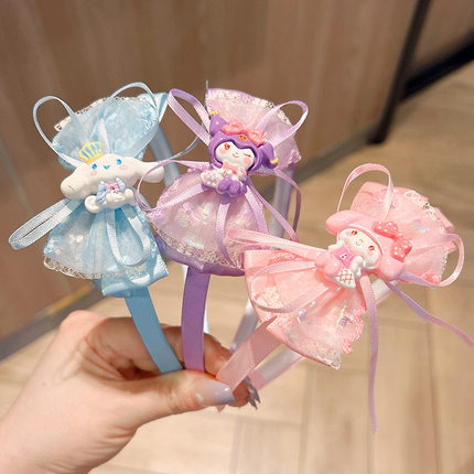 女童粉色发饰小女孩甜美卡通蝴蝶结飘带头发装饰发夹儿童发箍