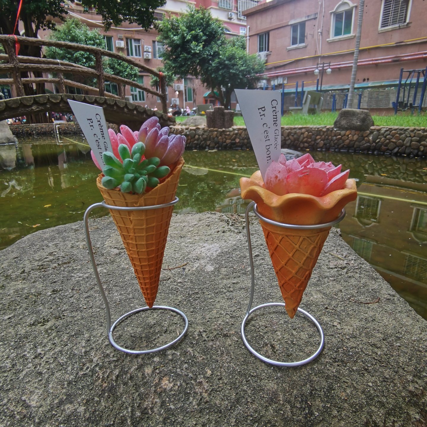 日系树脂冰淇淋花园花盆
