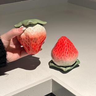 饰摆件 草莓茶叶罐家用茶叶储存罐密封陶瓷普洱茶收纳罐小号便携装