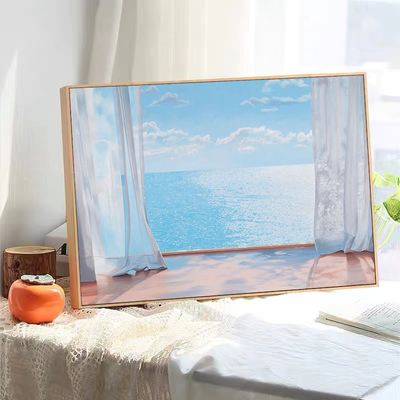 海边风景假窗户装饰画