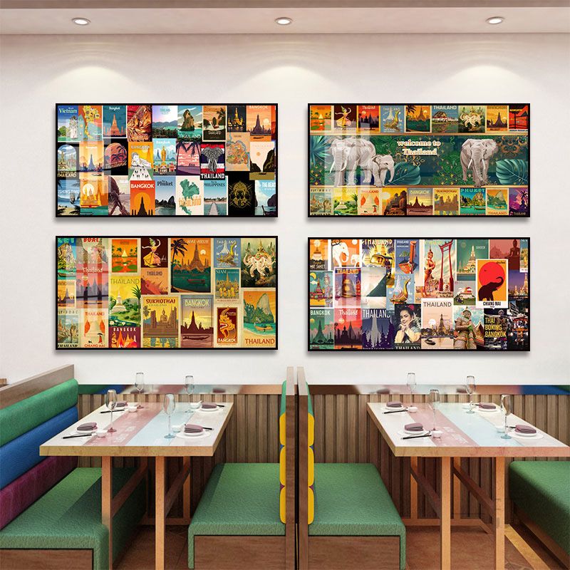 东南亚装饰画泰国餐厅民族风情餐饮店饭店傣族风格挂画料理店壁画图片