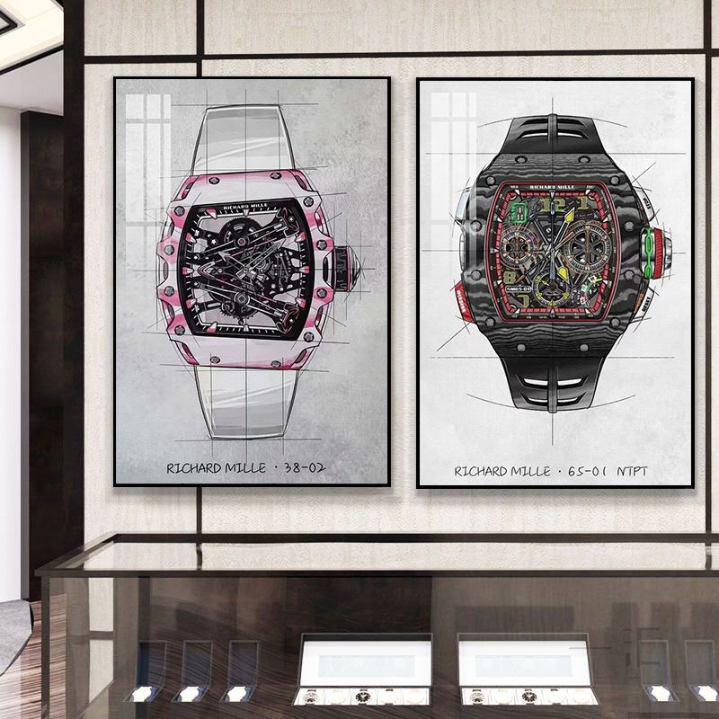 理查德米勒手表装饰画潮流腕表奢侈品店壁画钟表设计工作室挂画