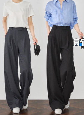 高个子加长灰色阔腿西装裤女2025秋季新款高级垂感高腰休闲拖地裤