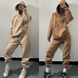 新款 秋冬百搭男女欧美宽松加绒运动束脚卫裤