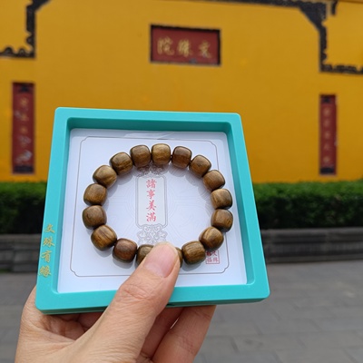 文殊院绿檀手串原装正品檀香木老型佛珠手串送礼盒布袋成都直发