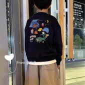 儿童秋冬露营加绒卫衣男童帐篷薄绒圆领套头衫 大童山系防静电上衣