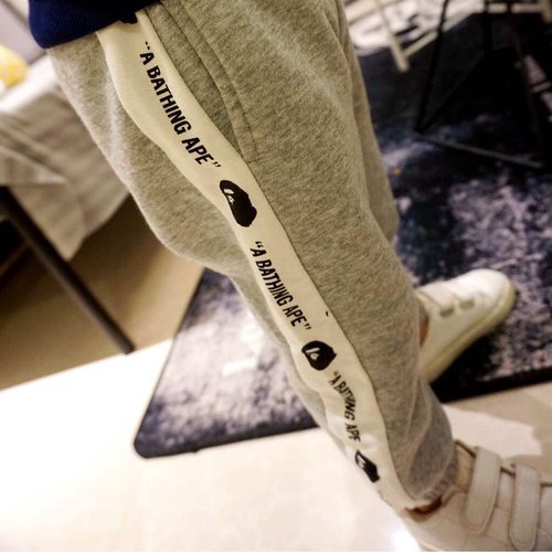 男女童侧边字母纯棉运动裤