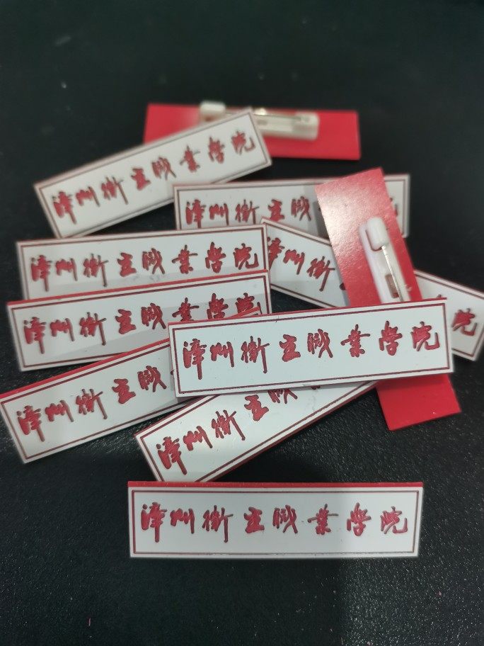 定制漳州卫生职业学院漳州卫校校徽学生别针式pvc滴胶亚克力校徽