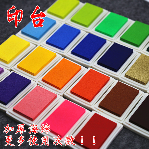 40彩色加厚印台热销韩国手指画婚礼手?#20160;?#32440;木橡皮章?#30722;?#21360;台印泥