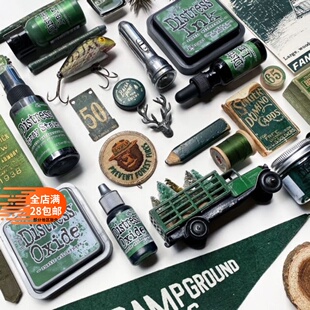 晕染Tim Holtz新色印泥凸粉喷雾乡村荒野圣诞绿Rustic Wilderness