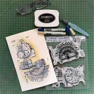 TimHoltz泡棉印饮料复古手稿字母数字胶皮手帐卡片剪贴ranger印章