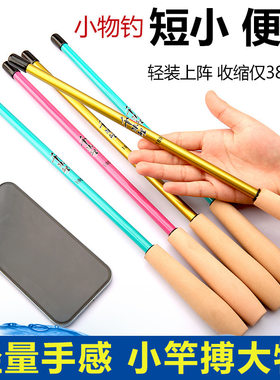 小物钓鱼竿套装溪流杆超细超轻便