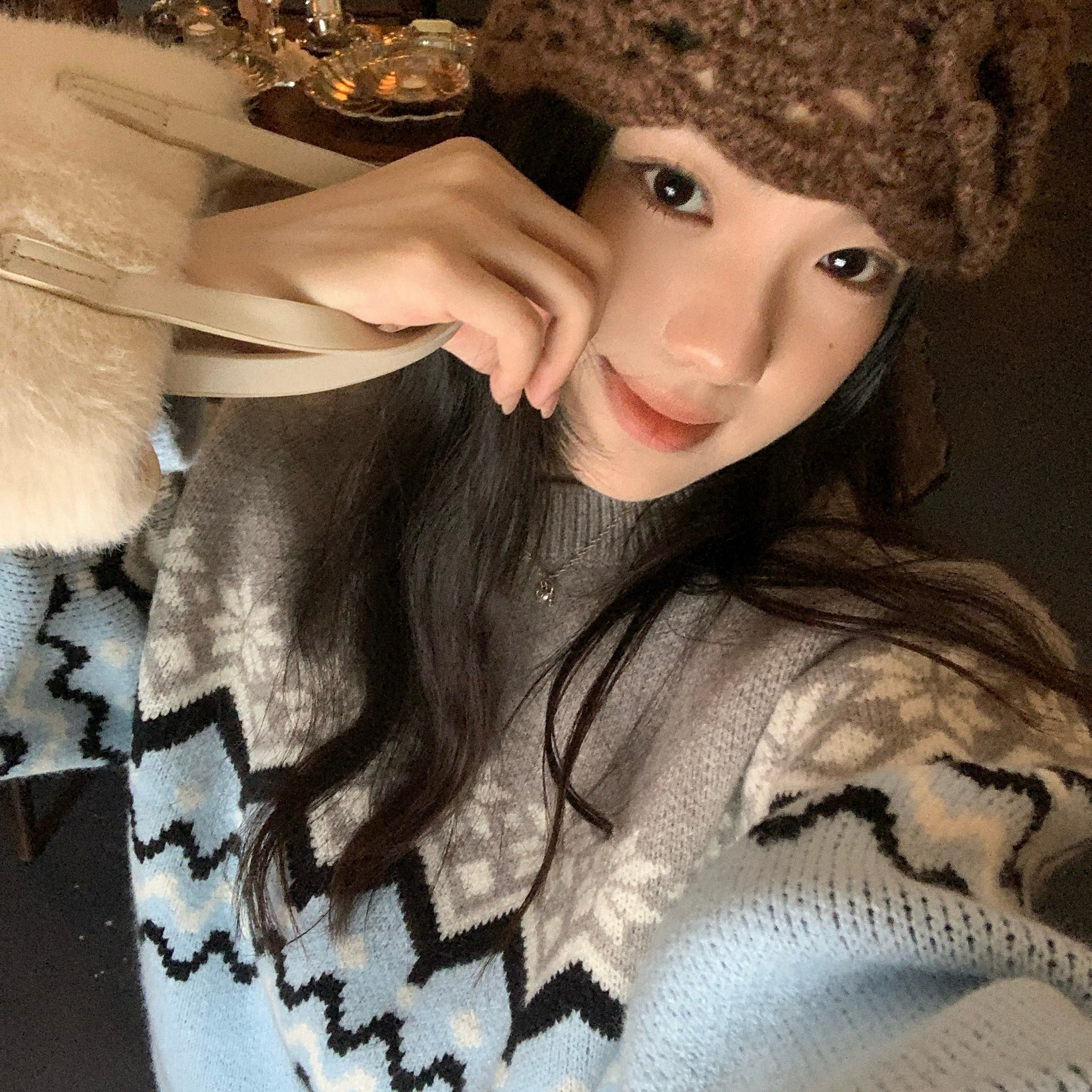 Work 32day秋冬费尔岛复古提花毛衣雪花几何图案拼色针织衫毛衣