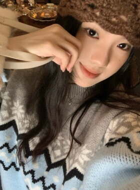 Work 32day秋冬费尔岛复古提花毛衣雪花几何图案拼色针织衫毛衣