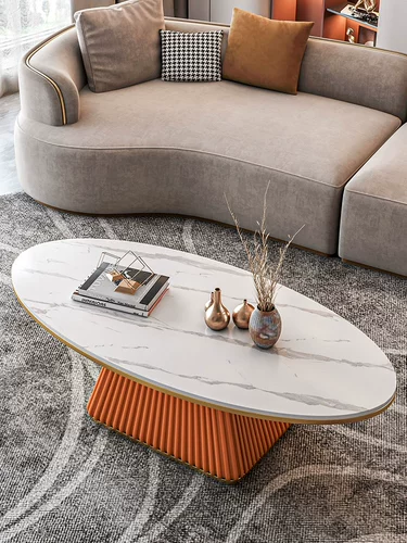 Светлый роскошный образцы комнаты дизайнер кофейный столик модель минималистская современная гостиная маленькая квартира Дом овальный рок журнальный столик