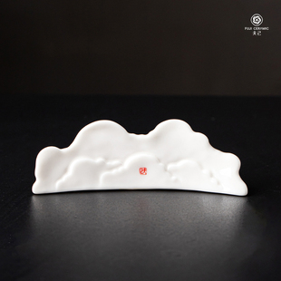 夫己纯手工陶瓷之笔墨生花德化白瓷毛笔套组文艺书房卧室摆件