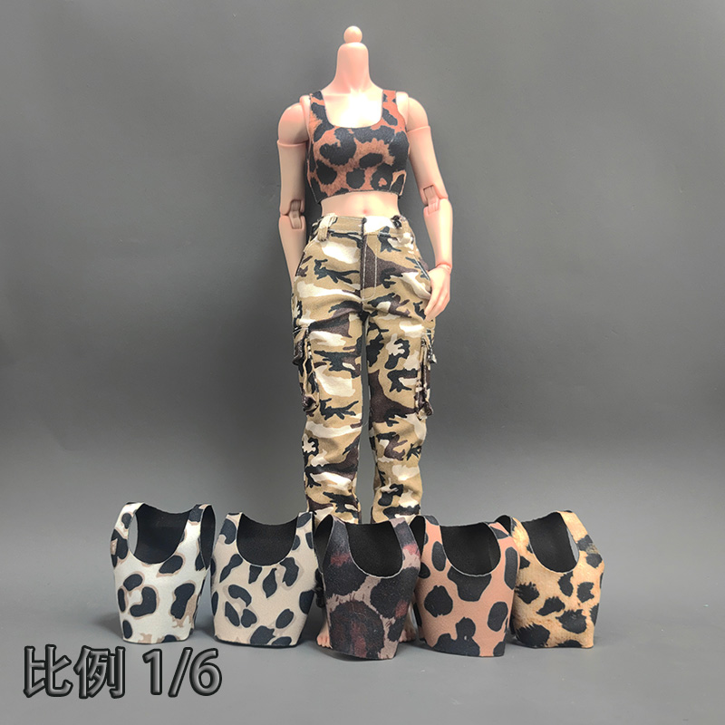 1/6女兵人豹纹短背心12寸衣服
