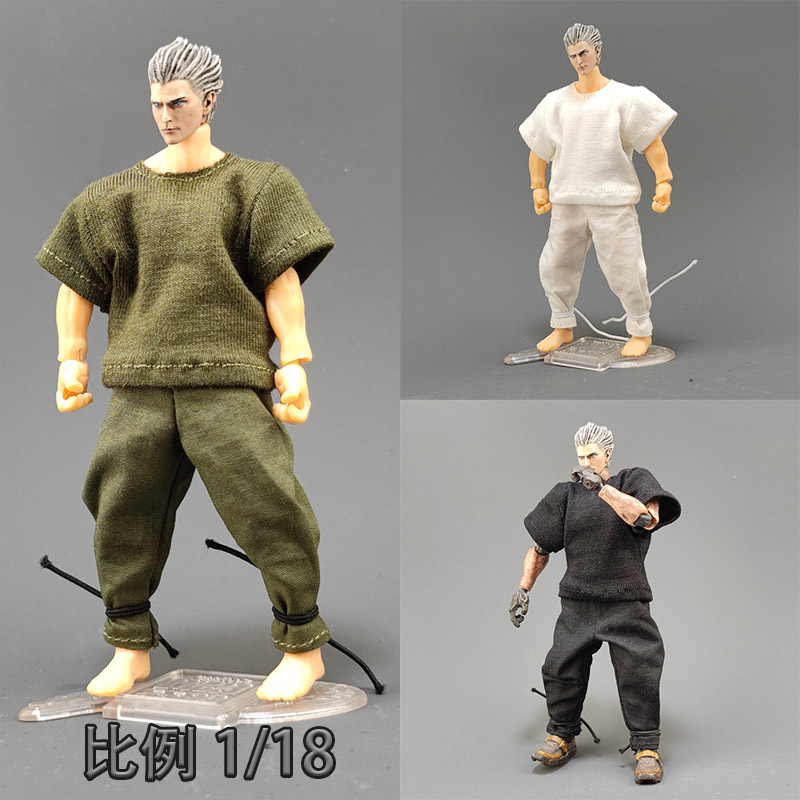 3.75寸T恤1/18武士裤子兵人衣服适配酸雨暗源 BFS可动玩具模型